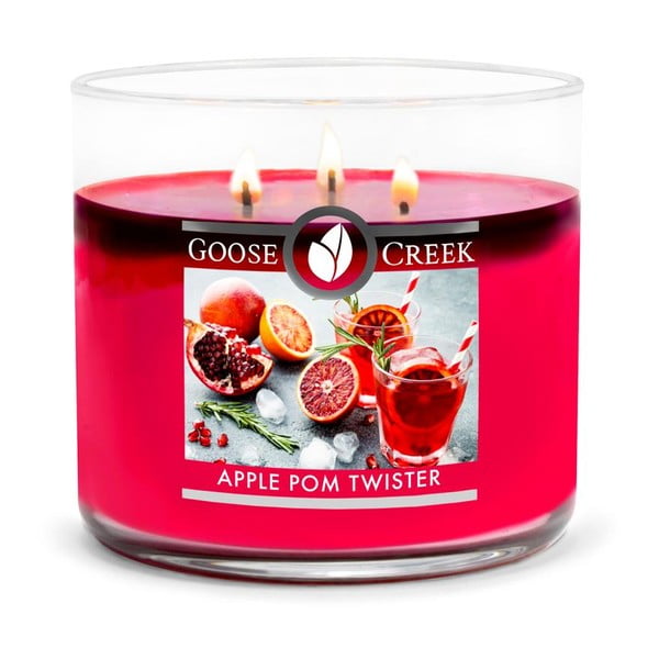 Świeczka zapachowa w szklanym pojemniku Goose Creek Apple Pom Twister, 35 godz. palenia