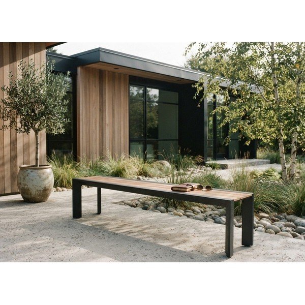Ciemnoszaro-brązowa metalowa ławka ogrodowa Silea – Garden Pleasure-image-1