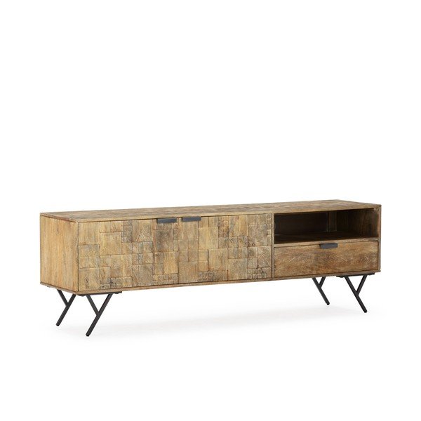 Szafka pod TV z litego drewna mango w naturalnym kolorze 175x55x40 cm Priya – MOME
