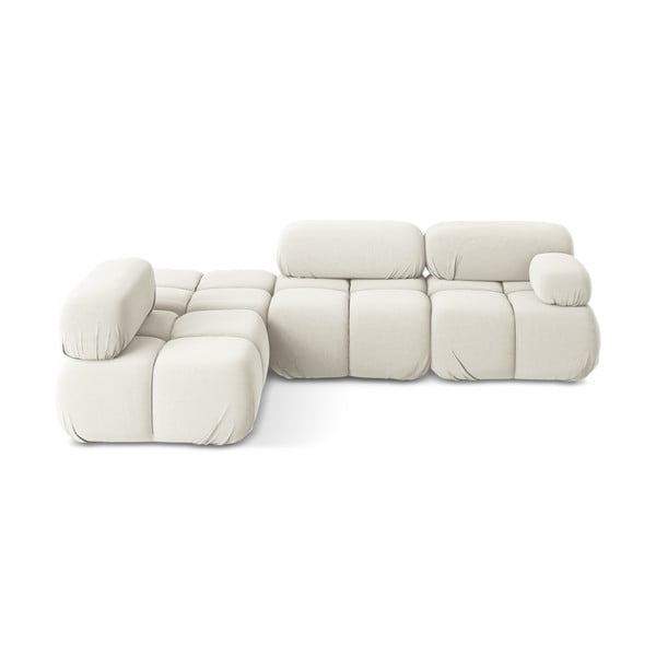 Biały aksamitny narożnik modułowy (lewostronny) Lokua – Makamii