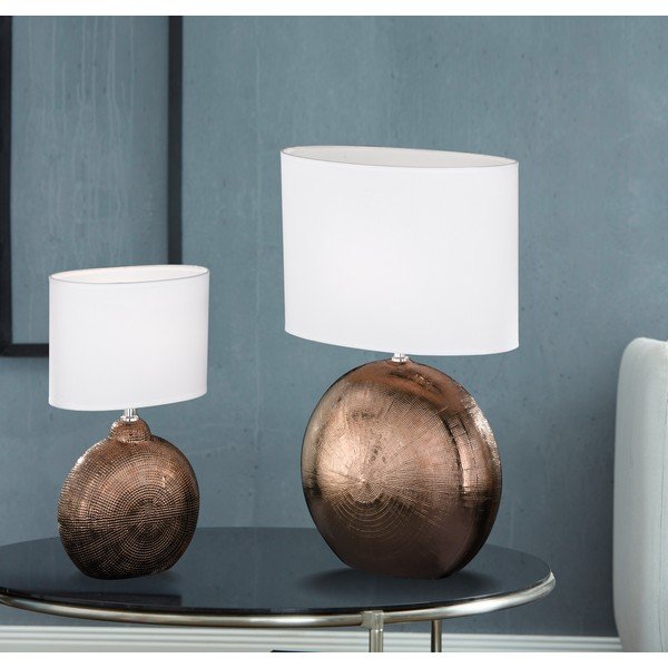 Biało-brązowa lampa stołowa Fischer & Honsel Foro, wys. 36 cm-image-1