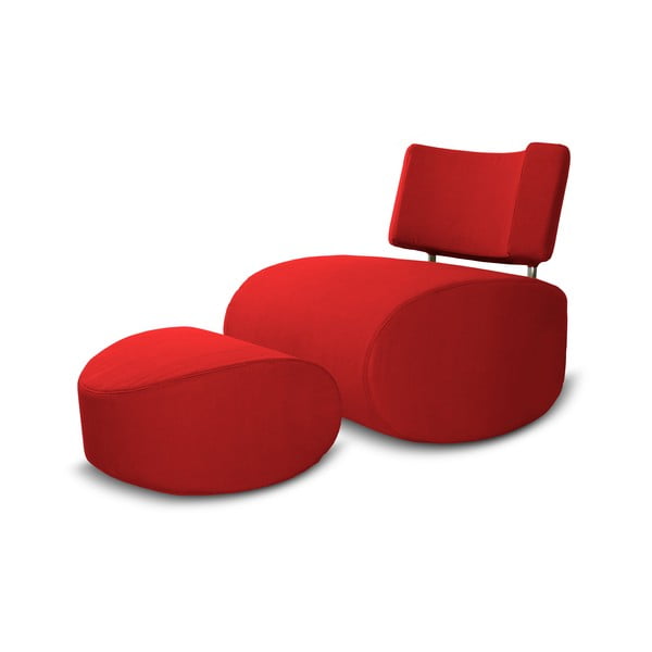 Czerwony bujany fotel z podnóżkiem Softline Apollo