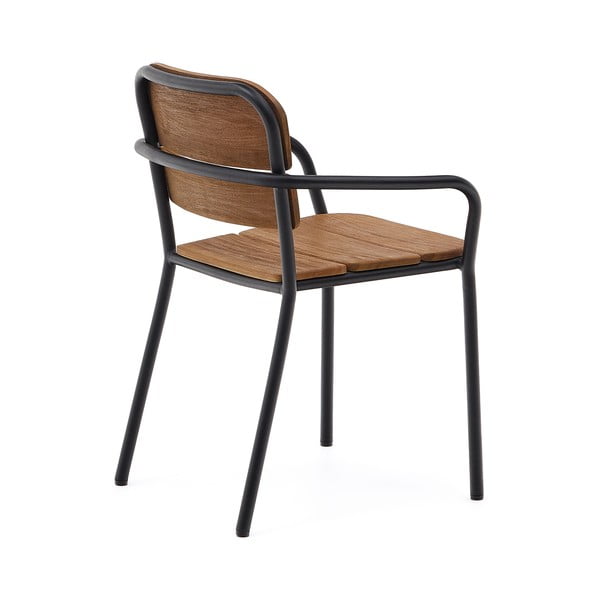 Czarno-brązowe drewniano-metalowe krzesło ogrodowe Algueret – Kave Home-image-3