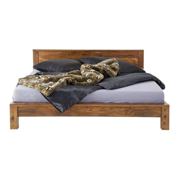 Łóżko z egzotycznego drewna Kare Design Authentico Bett, 180x200 cm