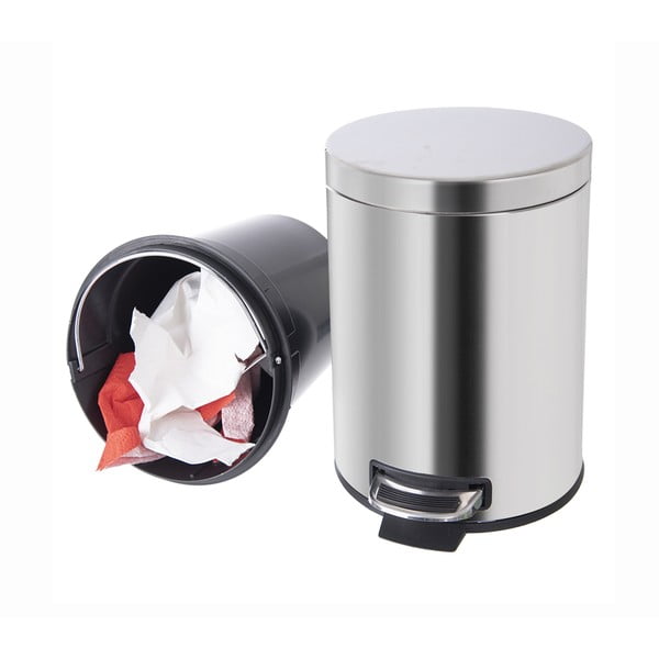 Kosz na śmieci z pedałem ze stali nierdzewnej w kolorze srebra z połyskiem 3 l – Orion-image-1