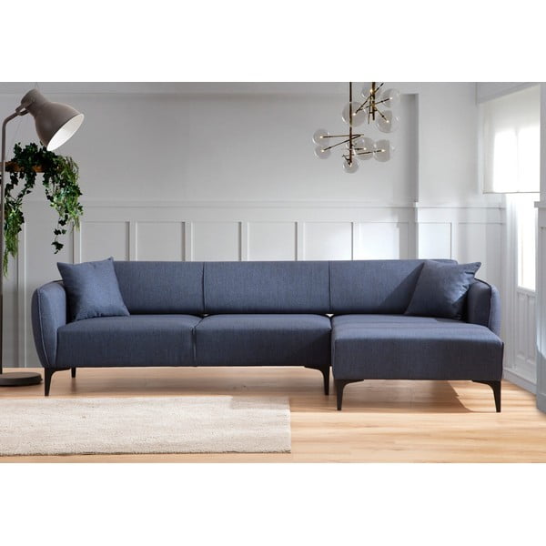 Niebieska sofa narożna Belissimo, prawy narożnik – Balcab Home-image-4