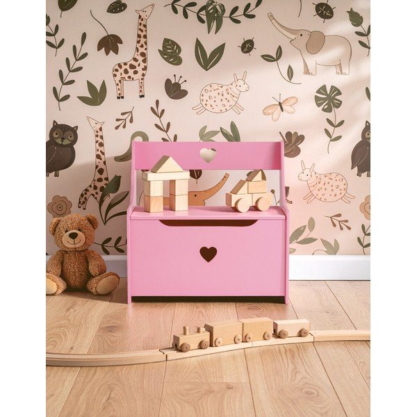 Różowa szafka dziecięca z siedziskiem 60x62x34 cm Pink Heart – Premier Housewares-image-1