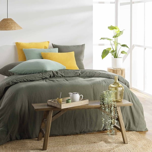 Muślinowa pościel jednoosobowa w kolorze khaki 140x200 cm Angelia – douceur d'intérieur-image-2