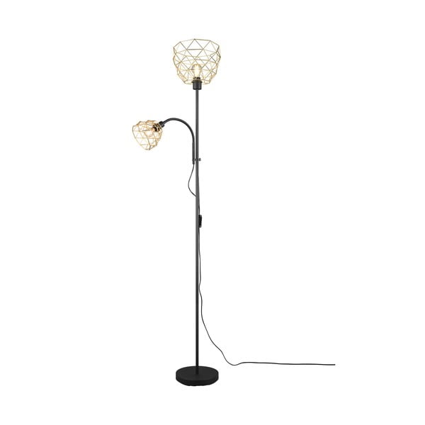 Lampa stojąca w czarno-złotym kolorze z metalowym kloszem (wys. 180 cm) Haval – Trio