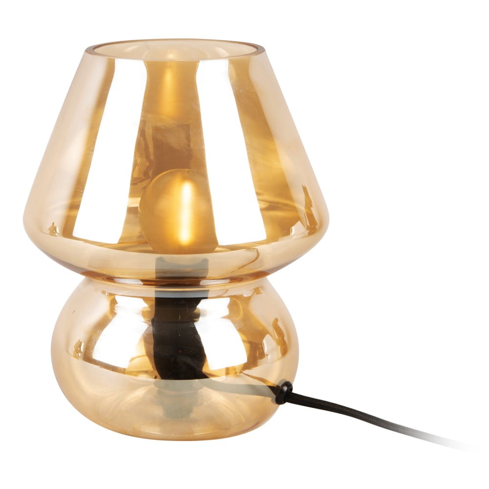 Jasnobrązowa szklana lampa stołowa Leitmotiv Glass, wys. 18 cm