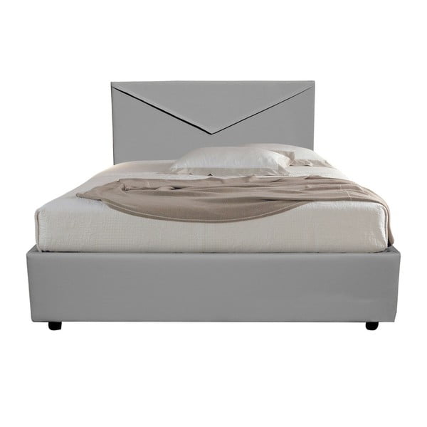 Szare łóżko jednoosobowe ze schowkiem 13Casa Mina, 120x190 cm