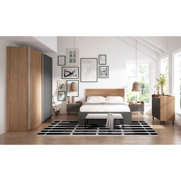 Czarne łóżko dwuosobowe ze schowkiem i stelażem 160x200 cm Malta – Marckeric-image-4