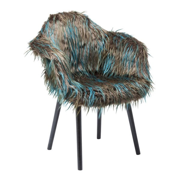 Brązowo-niebieskie krzesło do jadalni z obiciem ze skóry ekologicznej Kare Design Yeti