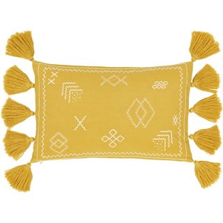 Żółta bawełniana dekoracyjna poszewka na poduszkę Westwing Collection Huata, 30x50 cm