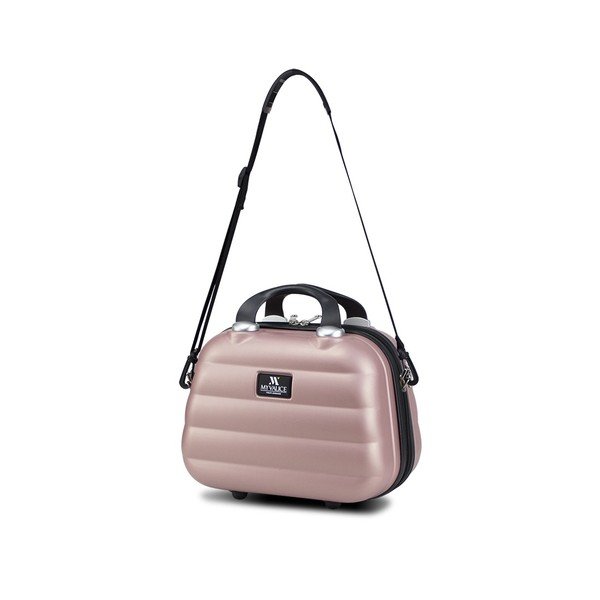 Zestaw różowej walizki na kółkach z USB i kuferka podróżnego My Valice RESSNO MU & M-image-4