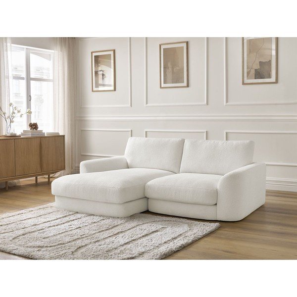 Biały narożnik z materiału bouclé (lewostronny/z szezlongiem) Leonore – Bobochic Paris-image-4