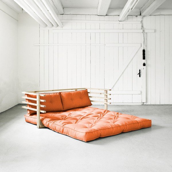 Sofa rozkładana dwuosobowa Karup Funk Natural/Orange-image-1