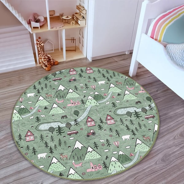Zielony dywan dziecięcy ø 120 cm Comfort – Mila Home-image-3