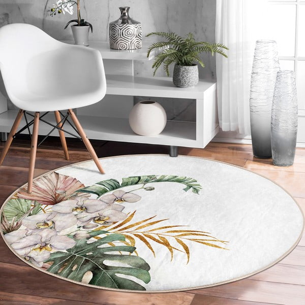 Kremowy okrągły dywan odpowiedni do prania i robotów sprzątających ø 100 cm Comfort – Mila Home-image-3