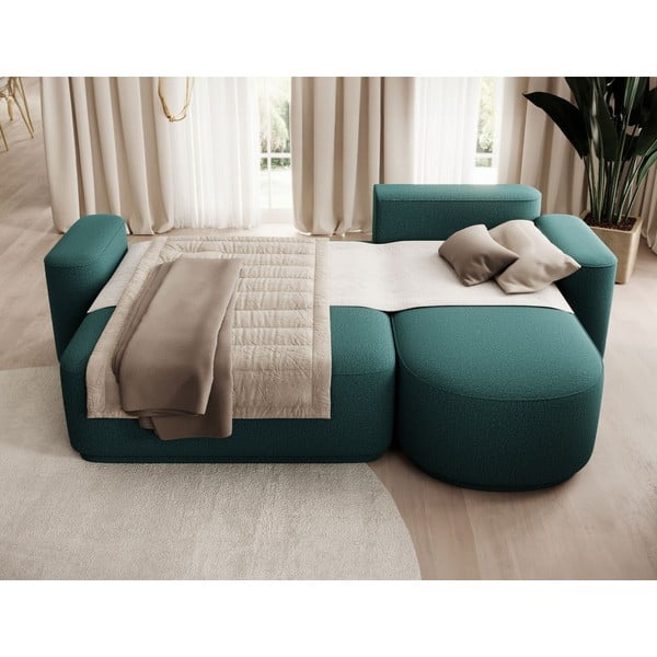 Zielony rozkładany/ze schowkiem narożnik z tkaniny szenilowej (prawostronny/z szezlongiem) Aurumm – ELTAP-image-4