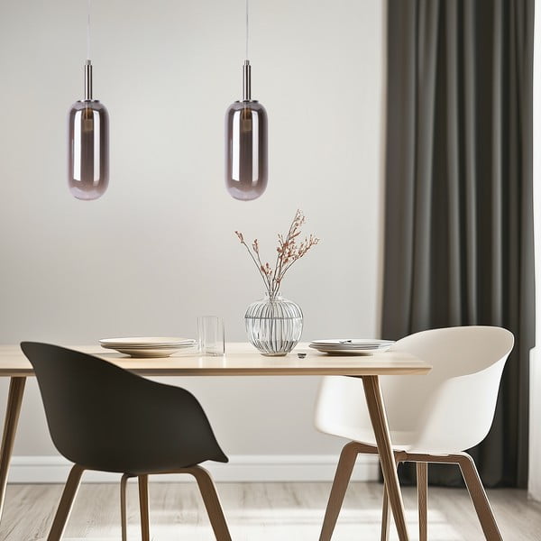 Antracytowa lampa wisząca LED ze szklanym kloszem ø 13 cm Fiuggi – Candellux Lighting-image-4