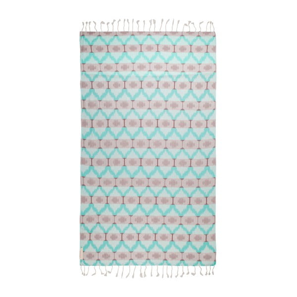 Miętowy ręcznik hammam Begonville Ripple, 180x95 cm