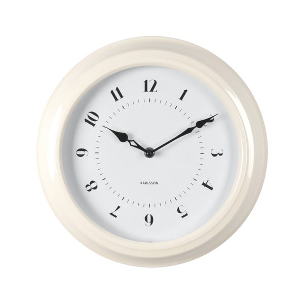Kremowy zegar ścienny Karlsson Fifties, średnica 30 cm