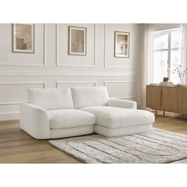 Biały narożnik z materiału bouclé (prawostronny/z szezlongiem) Leonore – Bobochic Paris-image-3