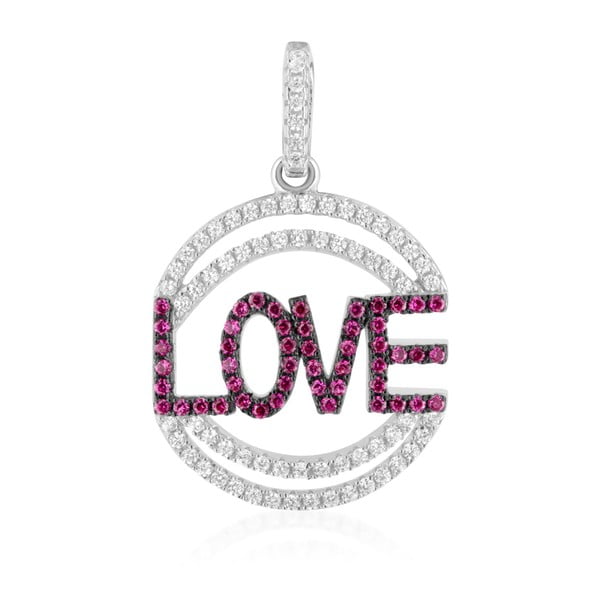 Srebrny wisiorek różowymi i białymi cyrkoniami Swarovski Elements Crystals Love Heart