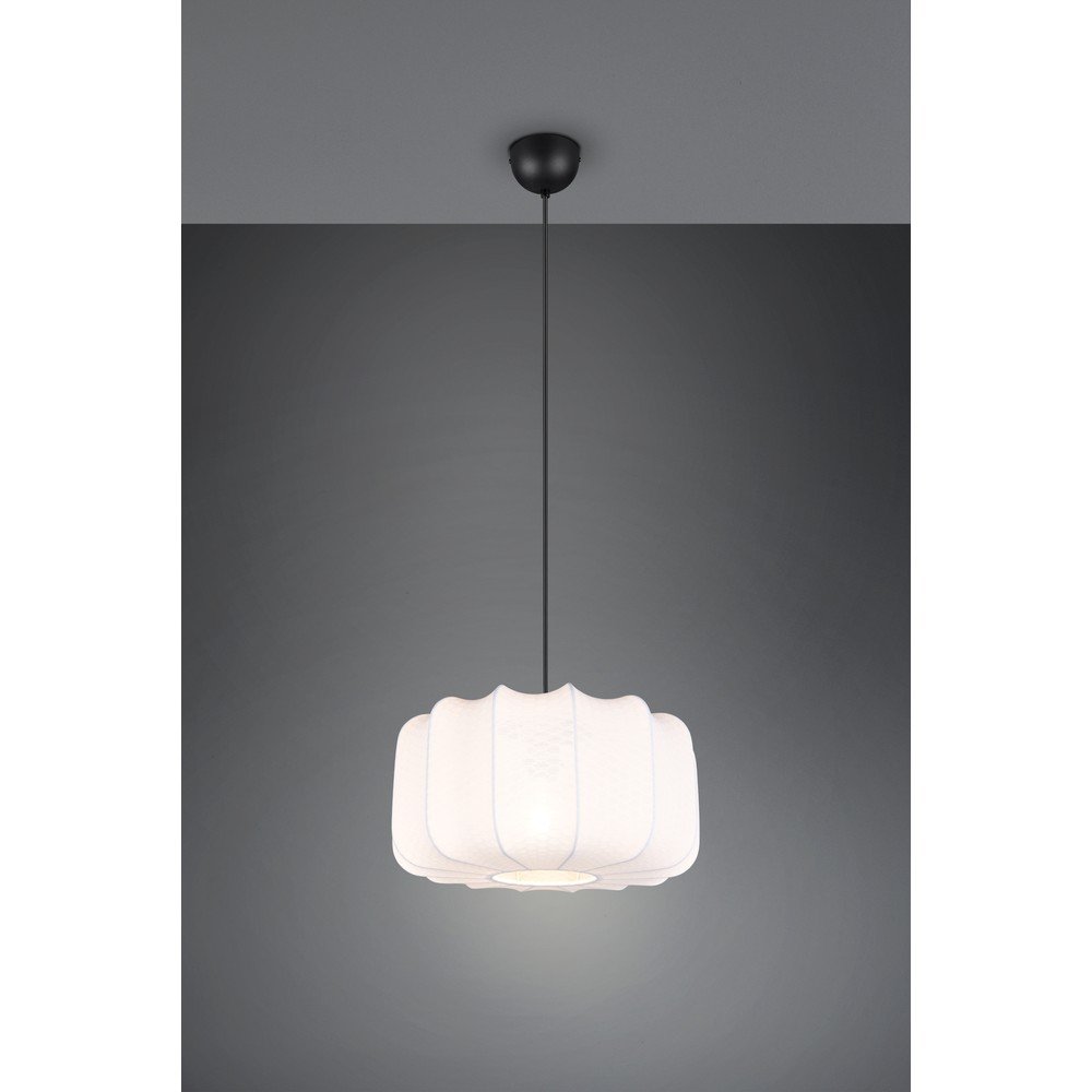 Biała metalowa lampa wisząca z tekstylnym kloszem ø 40 cm Madleine – Reality (zdjęcie 4)