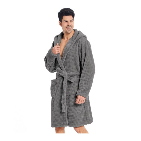 Szary szlafrok z mikrowłókna unisex DecoKing Sleepyhead, rozm. M-image-1