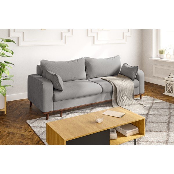 Jasnoszara sztruksowa sofa 220 cm Beata – Ropez-image-4