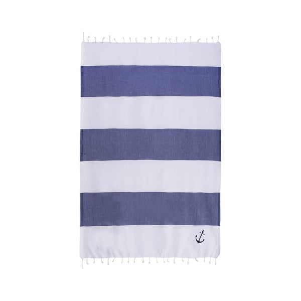 Ręcznik hamam Sea Pool White Dark Blue, 100x170 cm