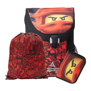3-częściowy zestaw czerwonego tornistra, piórnika i worka LEGO® Ninjago Easy