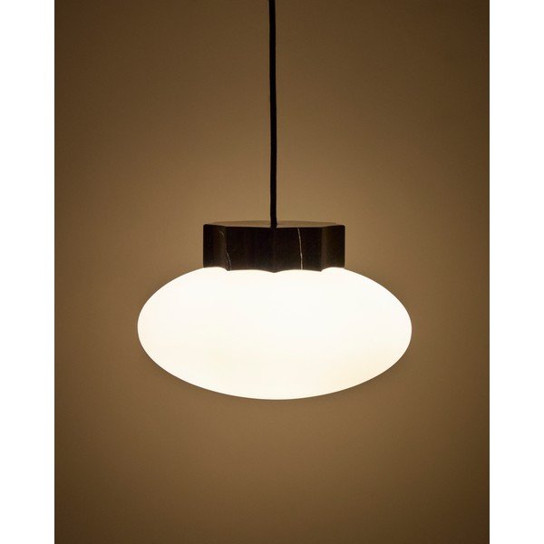 Biała/czarna metalowa lampa wisząca ze szklanym kloszem ø 26 cm Idela – Kave Home-image-1