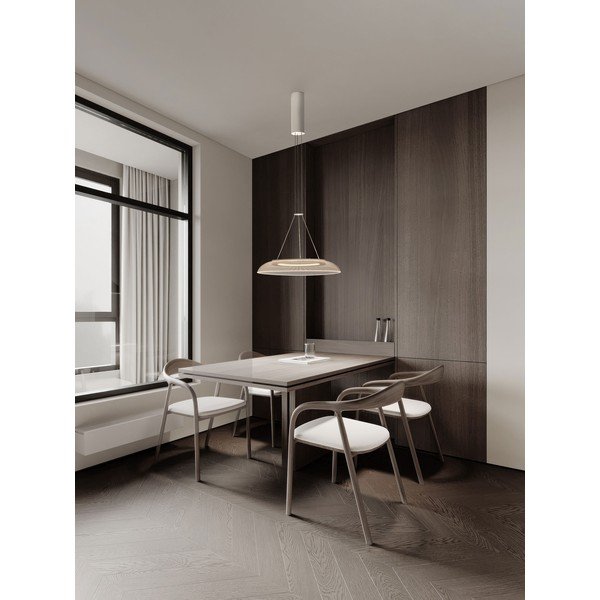 Aluminiowa lampa wisząca LED w matowym białym kolorze z kloszem ze szkła akrylowego ø 40 cm Mantle – Nova Luce-image-2