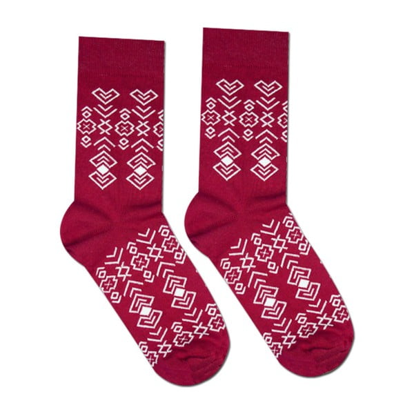 Cerwone skarpetki bawełniane Hesty Socks Geometry, rozm. 35-38