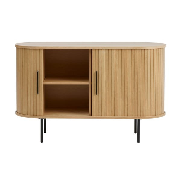 Komoda w dekorze dębu z drzwiami przesuwnymi w naturalnym kolorze 120x76x45 cm Nola – Unique Furniture-image-2