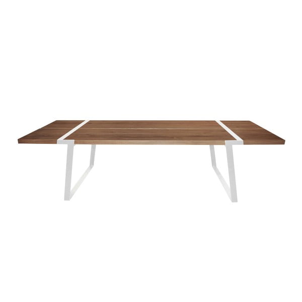 Ciemny drewniany stół z białą konstrukcją Canett Gigant, 290 cm