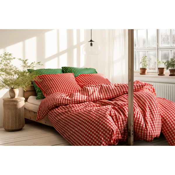 Czerwono-żółta pościel dwuosobowa z kory 200x220 cm Bæk&Bølge – JUNA-image-4