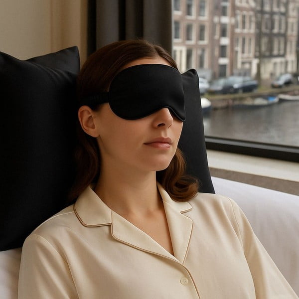 Czarna jedwabna opaska na oczy Mulberry Silk – Mila Home Luxury-image-1