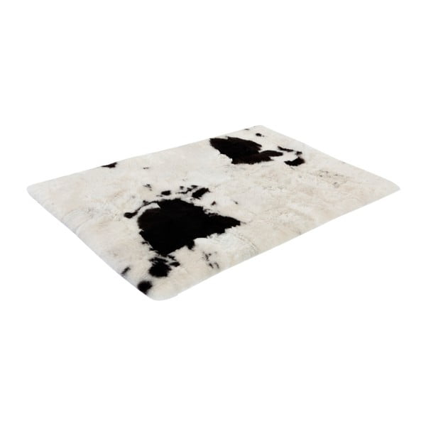 Czarno-biały dywan z wełny i skóry owczej Woooly Designer Icelandic