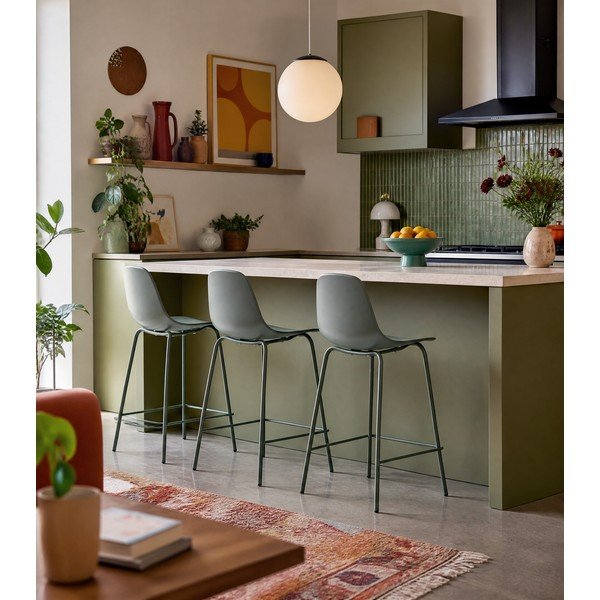 Plastikowy hoker w kolorze khaki (wysokość siedziska 67,5 cm) Whitby – Unique Furniture-image-1
