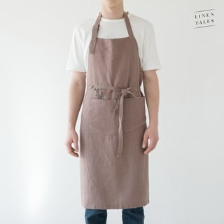 Jasnofioletowy lniany fartuch Linen Tales Chef, dł. 100 cm