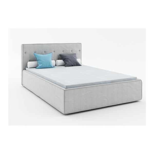 Jasnoszare łóżko 2-osobowe Absynth Mio Premium, 160x200 cm
