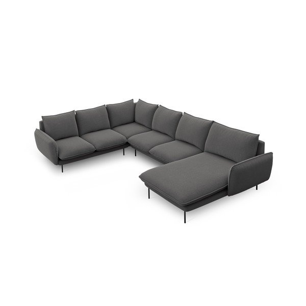 Ciemnoszara sofa w kształcie litery U Cosmopolitan Design Vienna, lewostronna-image-2