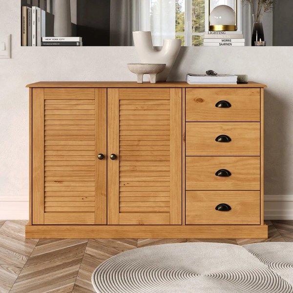 Komoda z litego drewna sosnowego w jasnym naturalnym kolorze 125x80x38 cm Edith – Støraa-image-1