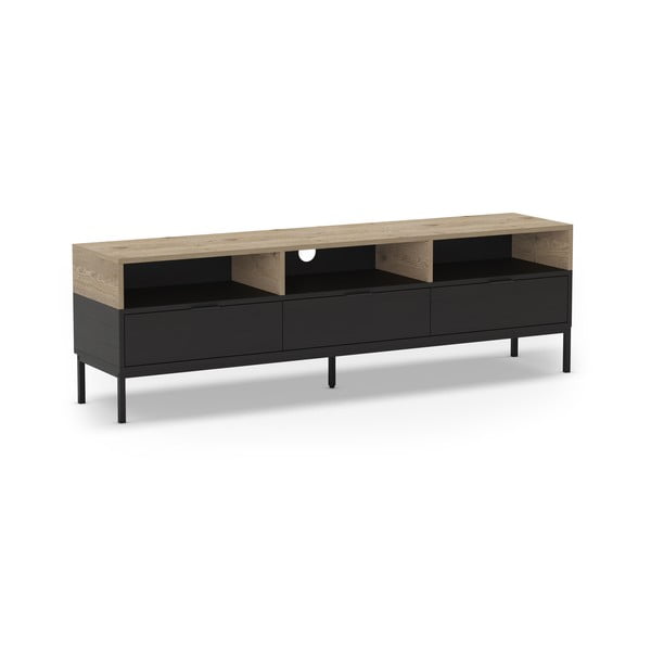 Czarna szafka pod TV w dekorze dębu 180x55 cm Marion – Marckeric-image-2