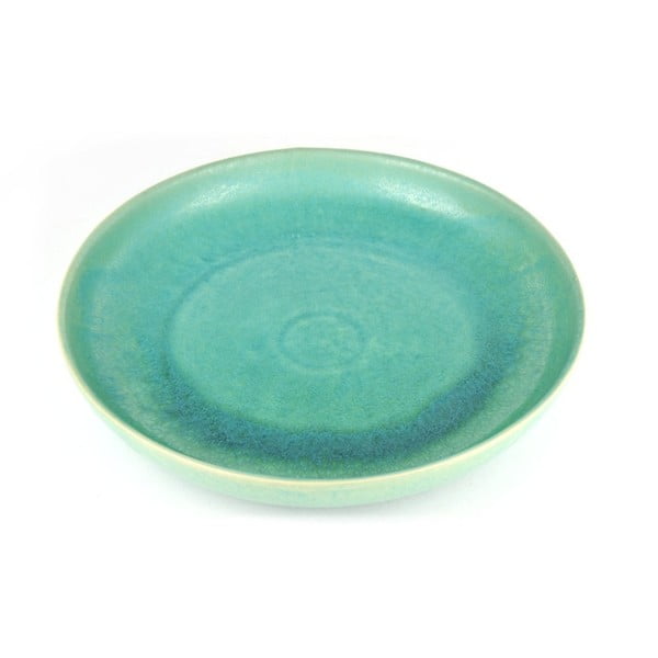 Niebieskozielony talerz głęboki z ceramiki Made In Japan Hedon, ⌀ 28 cm