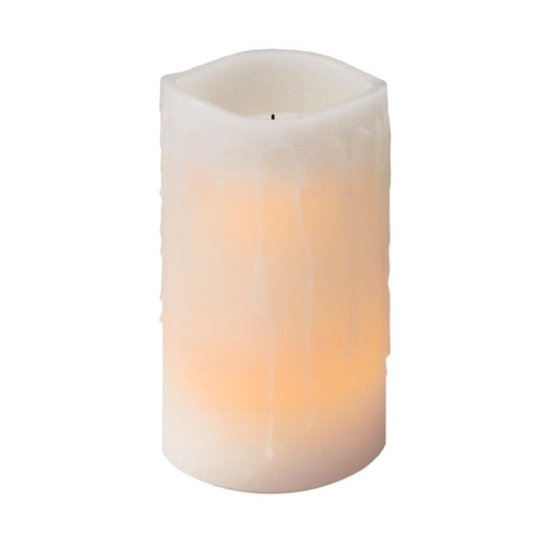 Biała świeczka LED z kroplami Best Season, 15 cm
